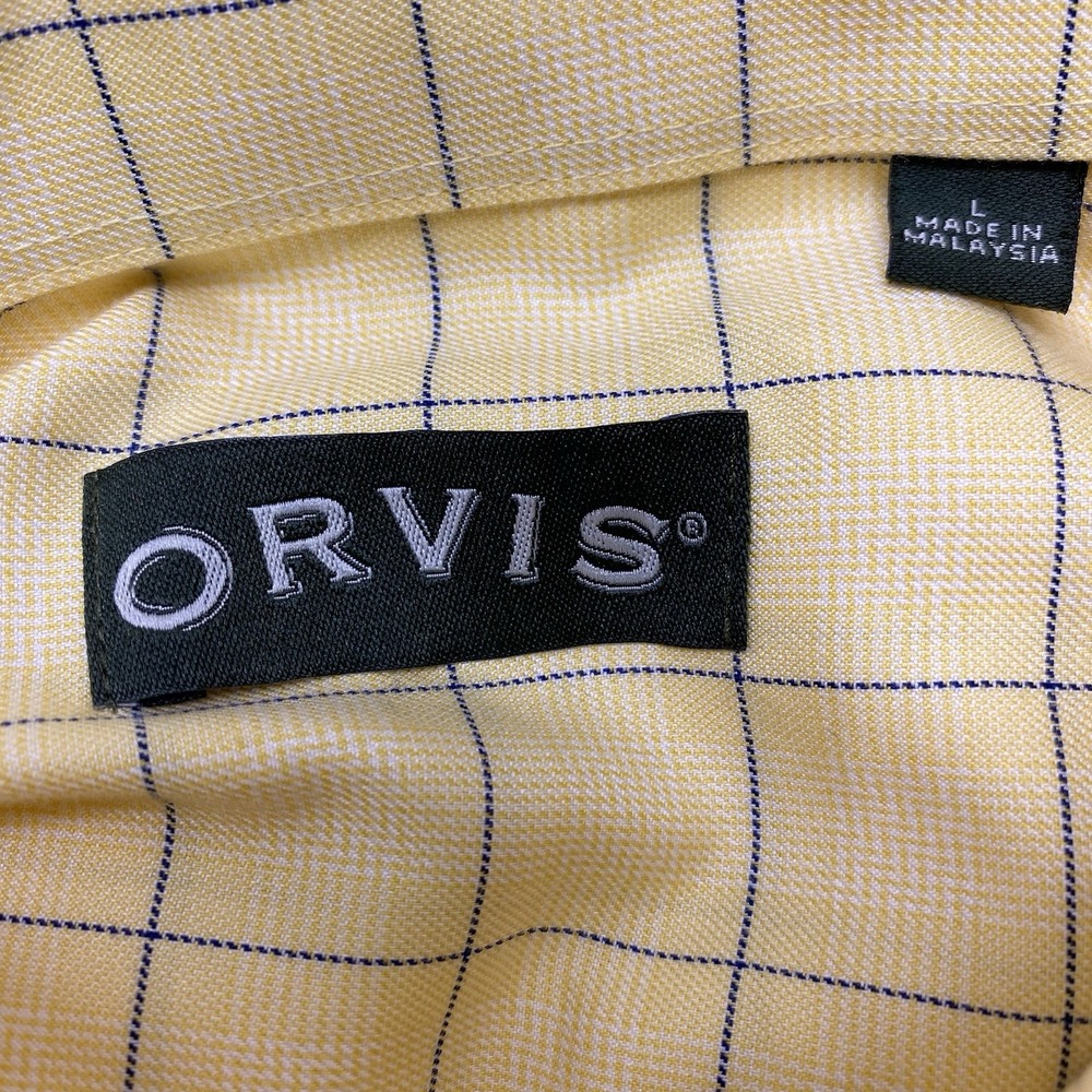 Orvis Button Down Long Sleeve Shirt Yellow/Blue Checked Mens Large - Picture 4 of 11